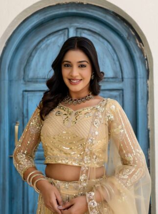 jPoshak Designer Butterfly Net Lehenga Choli with Sequins Embroidery | Wedding & Party Wear Lehenga