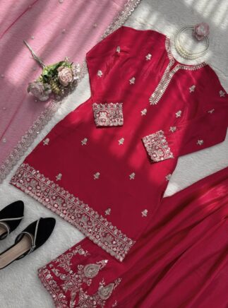 Designer Chinon Silk Suit Set with Dupatta for Women – Sequins Work Festive Wear | RjPos