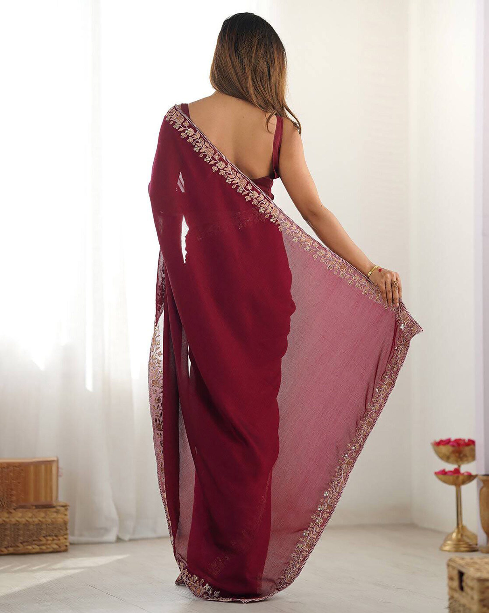 photo_4_2026-04-03_09-07-07 Wine Rangoli Saree with Silk Blouse – Embroidered Party Wear Saree | RjPoshak