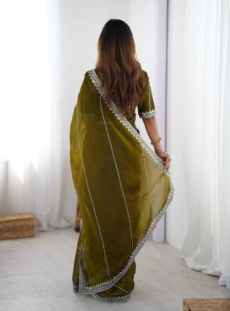 Designer JMC Silk Saree – Thread & Sequins Embroidered Party Wear Saree RjPoshak