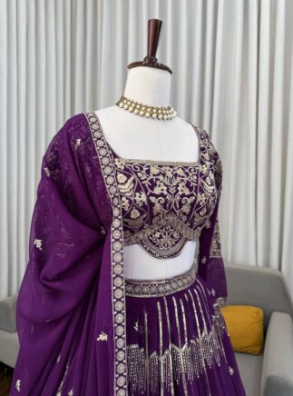 Designer Lehenga Choli Set for Women – Faux Georgette Embroidered Wedding Wear | RjPoshak