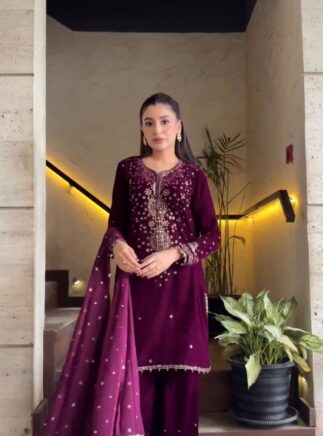 Designer Kurta Pant Dupatta Set for Women with Sequins Work | Festive Wear | RjPoshak