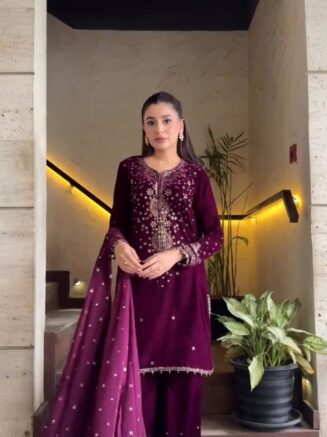 Designer Kurta Pant Dupatta Set for Women with Sequins Work | Festive Wear | RjPoshak