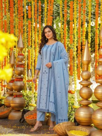 RjPoshak Pure Cotton Jacquard Kurta Set
