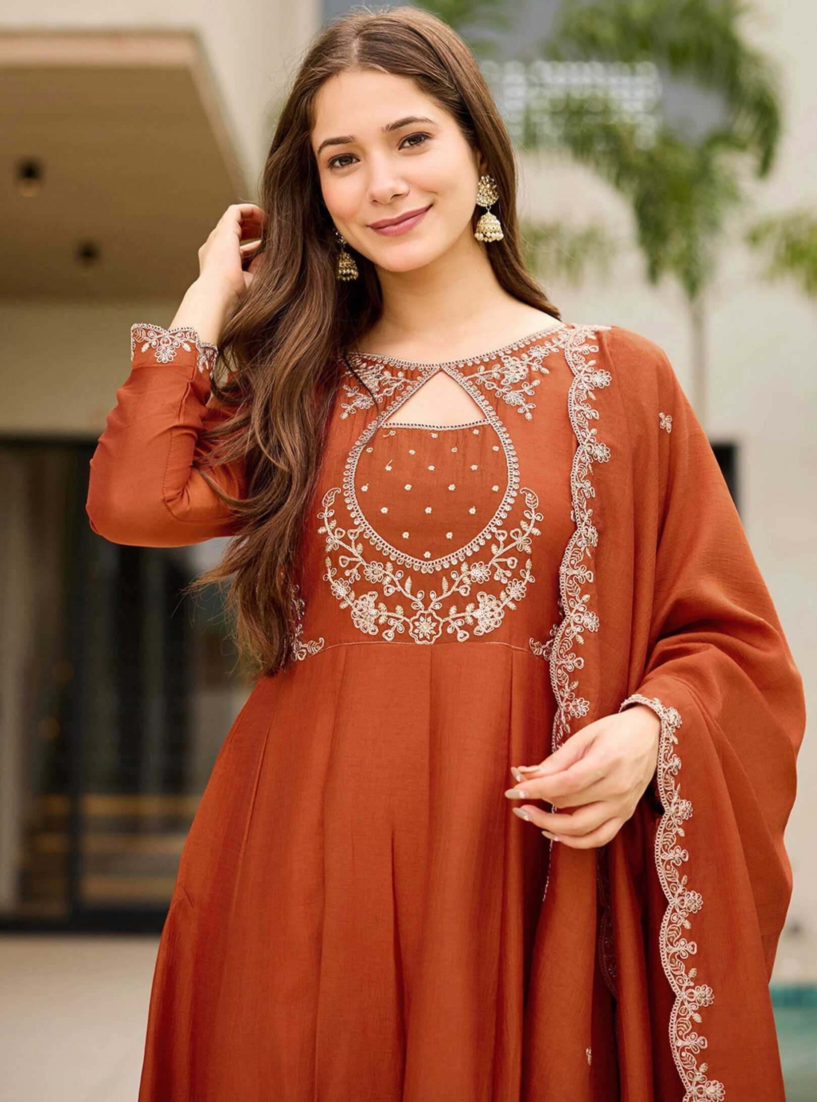 Vichitra Fabric Embroidered Kurta Set I RjPoshak