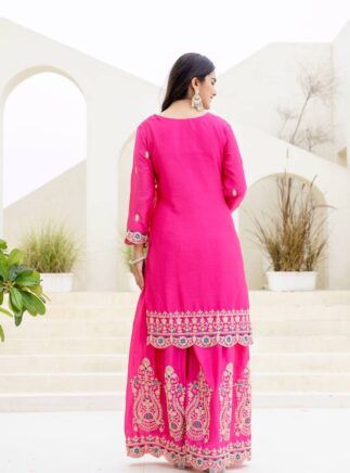 RjPoshak Heavy Chinon Silk Kurti Set with Dupatta | Designer Embroidered Festive Wear