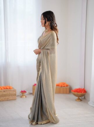 RjPoshak Ready to Wear Fendy Silk Saree – Fancy Lace Party Wear Saree with Designer Blouse