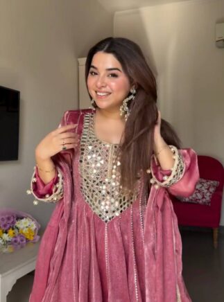 RjPoshak Designer Gold Crush Dhoti Suit Set with Mirror Work Dupatta