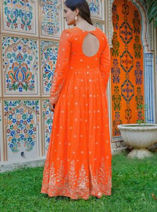 Designer Georgette Gown with Pant Set for Women – Sequins Work Festive Wear | RjPoshak