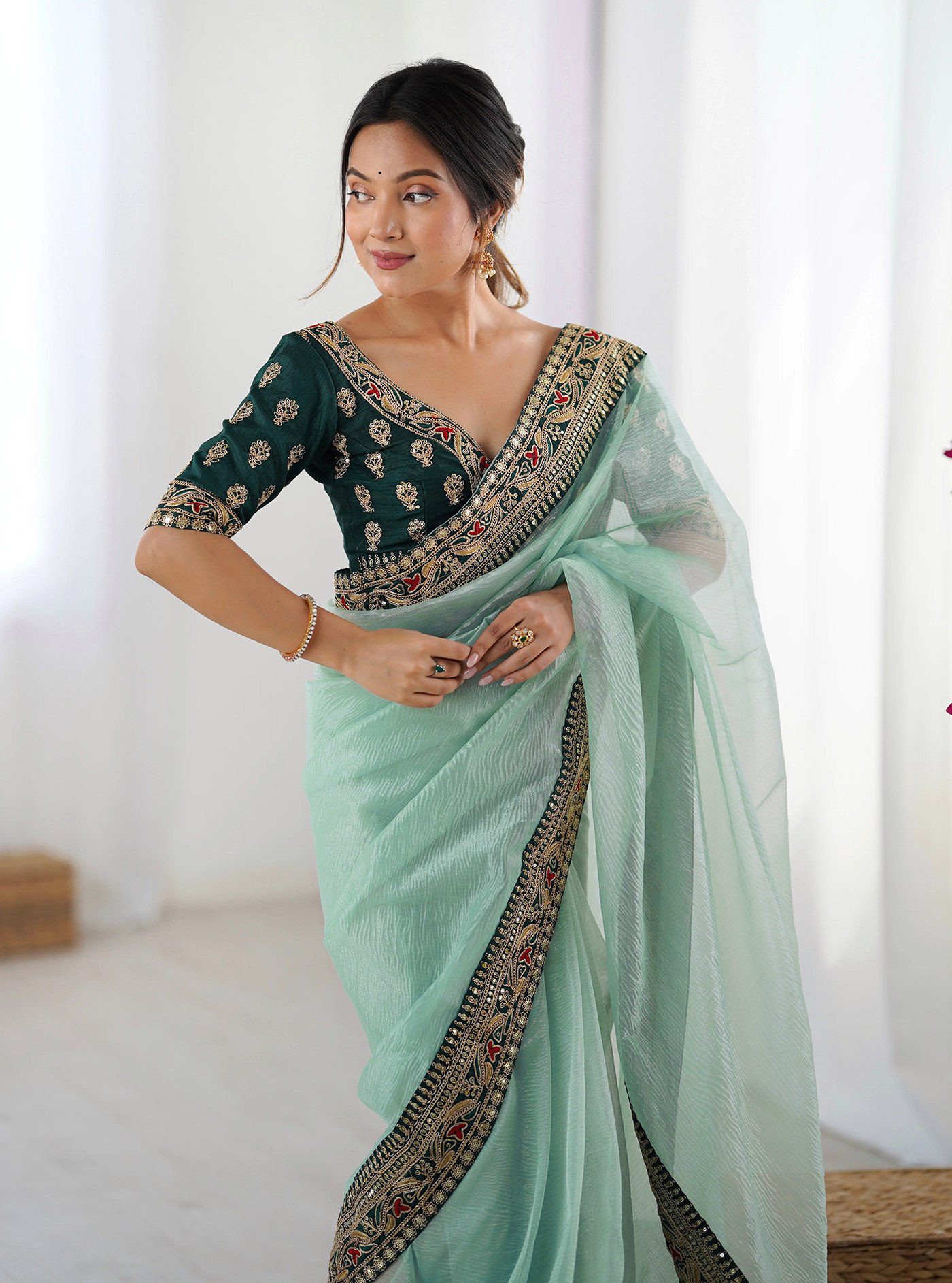photo_6_2026-04-02_21-47-41 Sky Blue Net Saree with Blouse – Embroidered Wedding Wear Saree | RjPoshak