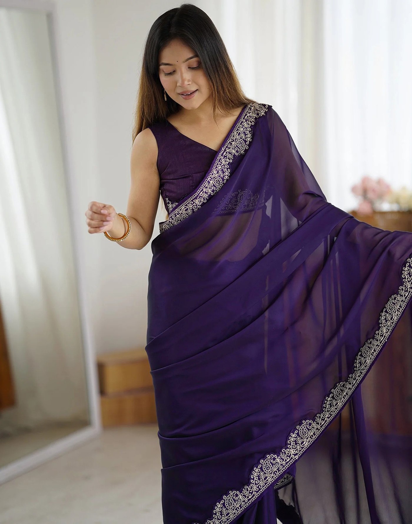 photo_6_2026-04-11_21-14-24 RjPoshak Purple Rangoli Saree with Banglori Blouse – Embroidered Party Wear Saree for Women