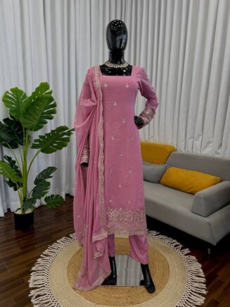 Designer Kurta Pant Dupatta Set | Georgette Sequins Festive Wear | RjPoshak