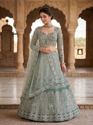 RjPoshak Soft Net Lehenga Choli with 4 Meter Flare