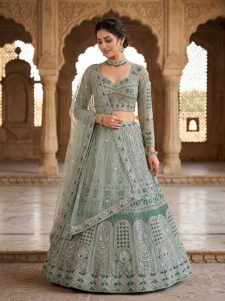 RjPoshak Soft Net Lehenga Choli with 4 Meter Flare