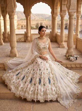 RjPoshak Faux Georgette Lehenga Choli with 3.5 Meter Flare