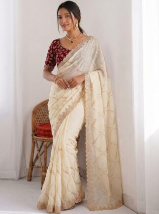 White Star Georgette Party Wear Saree I RjPoshak
