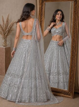 Faux Georgette Lehenga with Sequins Work I RjPoshak