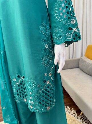 RjPoshak Designer Palazzo Set in Crepe Silk with Dupatta