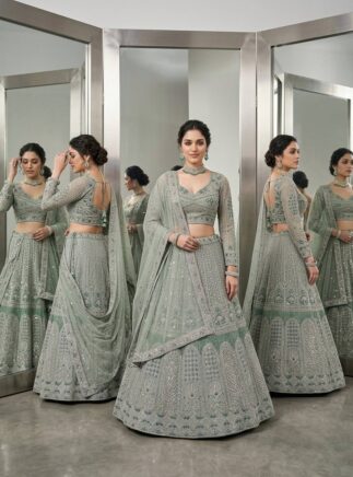 RjPoshak Soft Net Lehenga Choli with 4 Meter Flare