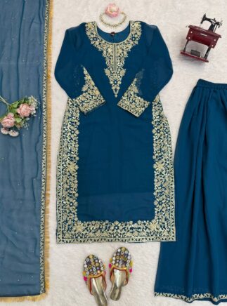 Designer Palazzo Set with Sequins & Lace Dupatta I RjPoshak