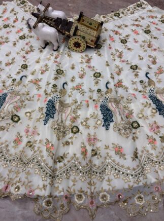 RjPoshak Faux Georgette Lehenga Choli with 3.5 Meter Flare