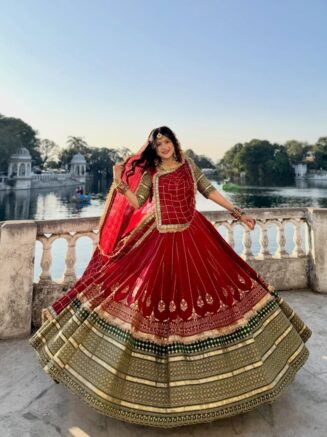 2026/05/501684.jpg Wedding Special 7 Meter Gher Red Designer Rajputi Poshak