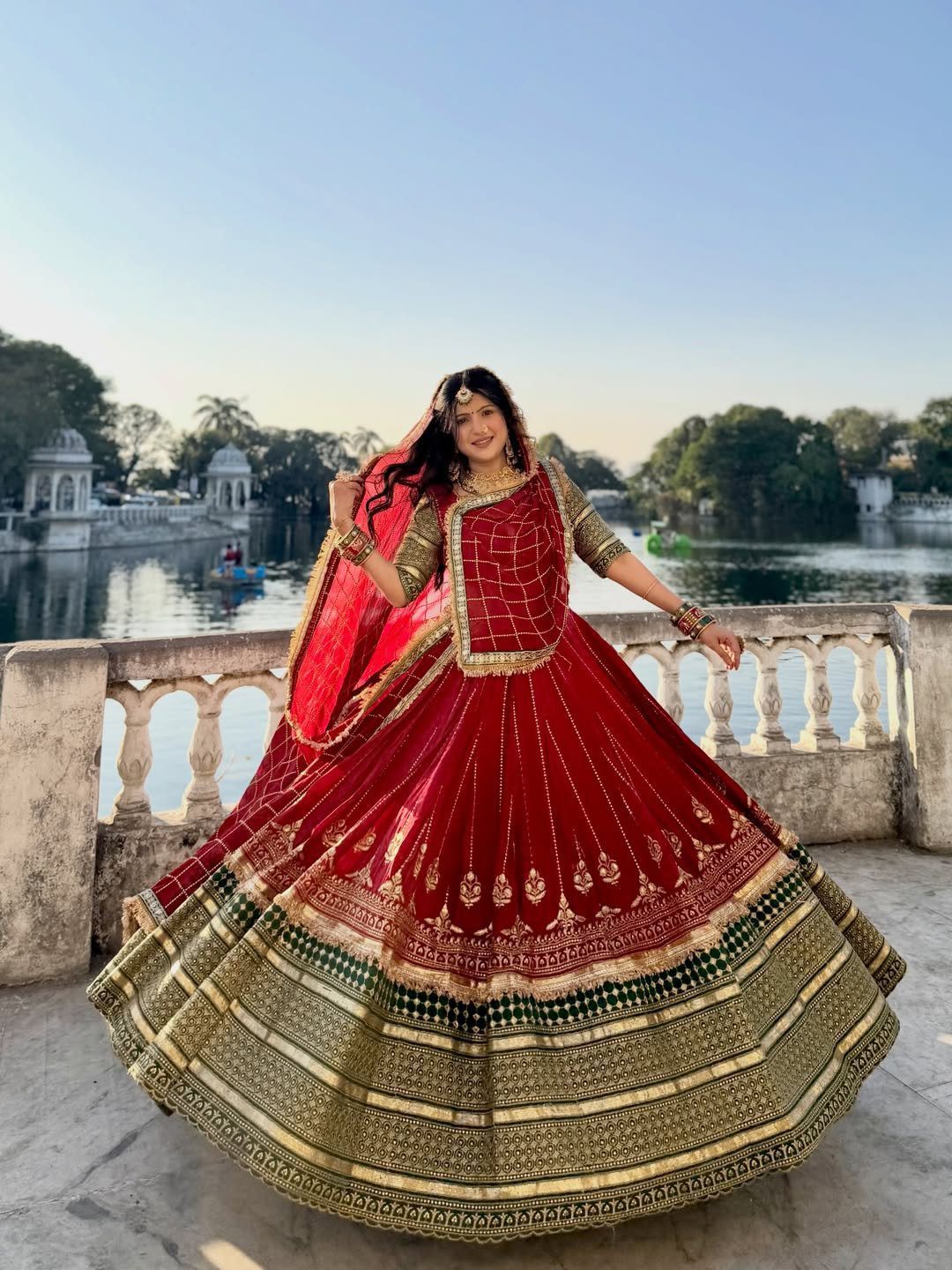 2026/05/501684.jpg Wedding Special 7 Meter Gher Red Designer Rajputi Poshak