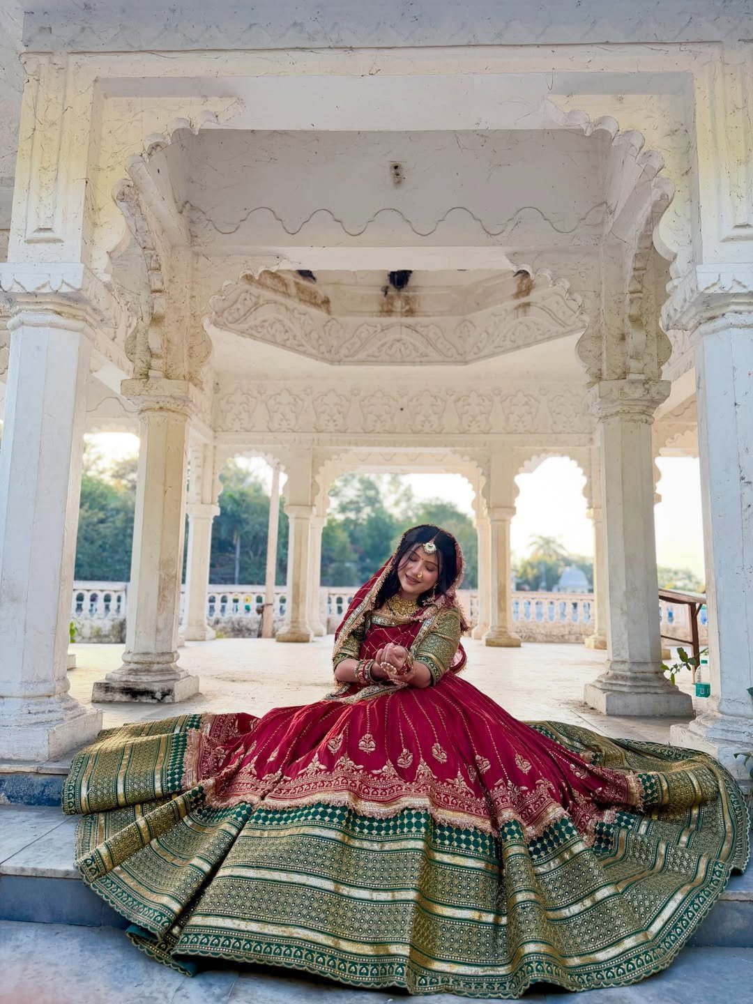 2026/05/501685.jpg Wedding Special 7 Meter Gher Red Designer Rajputi Poshak
