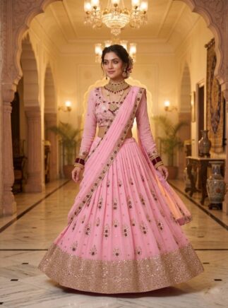 Faux Georgette Lehenga with Embroidery Sequence Work I RjPoshak