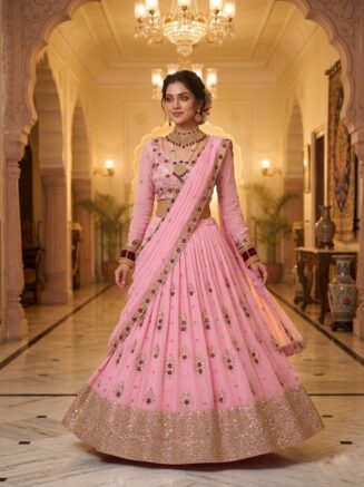 Faux Georgette Lehenga with Embroidery Sequence Work I RjPoshak