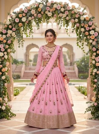Faux Georgette Lehenga with Embroidery Sequence Work I RjPoshak