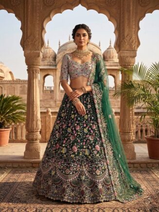 Malai Silk Lehenga with Sequins Cut Work for Wedding Wear I RjPoshak